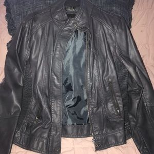 Faux leather jacket in charcoal Grey!